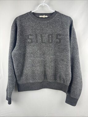 Magnolia SILOS Appliqué Cozy Fleece Sweatshirt Charcoal Gray Size XS Waco TX